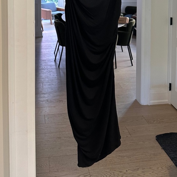 BIRD by JUICY COUTURE Black Asymmetric Ruched Jersey Dress - Size M - Picture 8 of 11